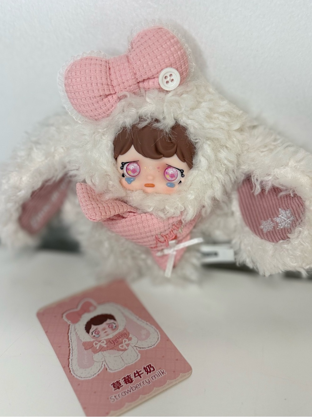 YOMI Strawberry Milk Plush Bunny Doll - Pink & White. New!